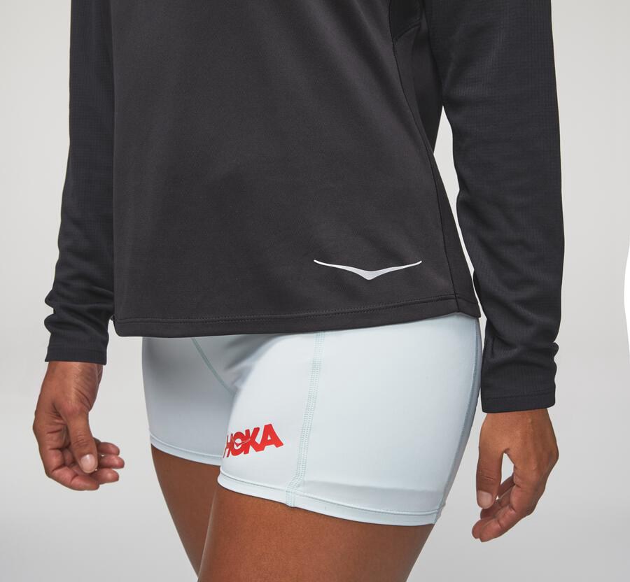 Top Hoka One One Mujer Negros - Performance Long Sleeve - MXSL56047